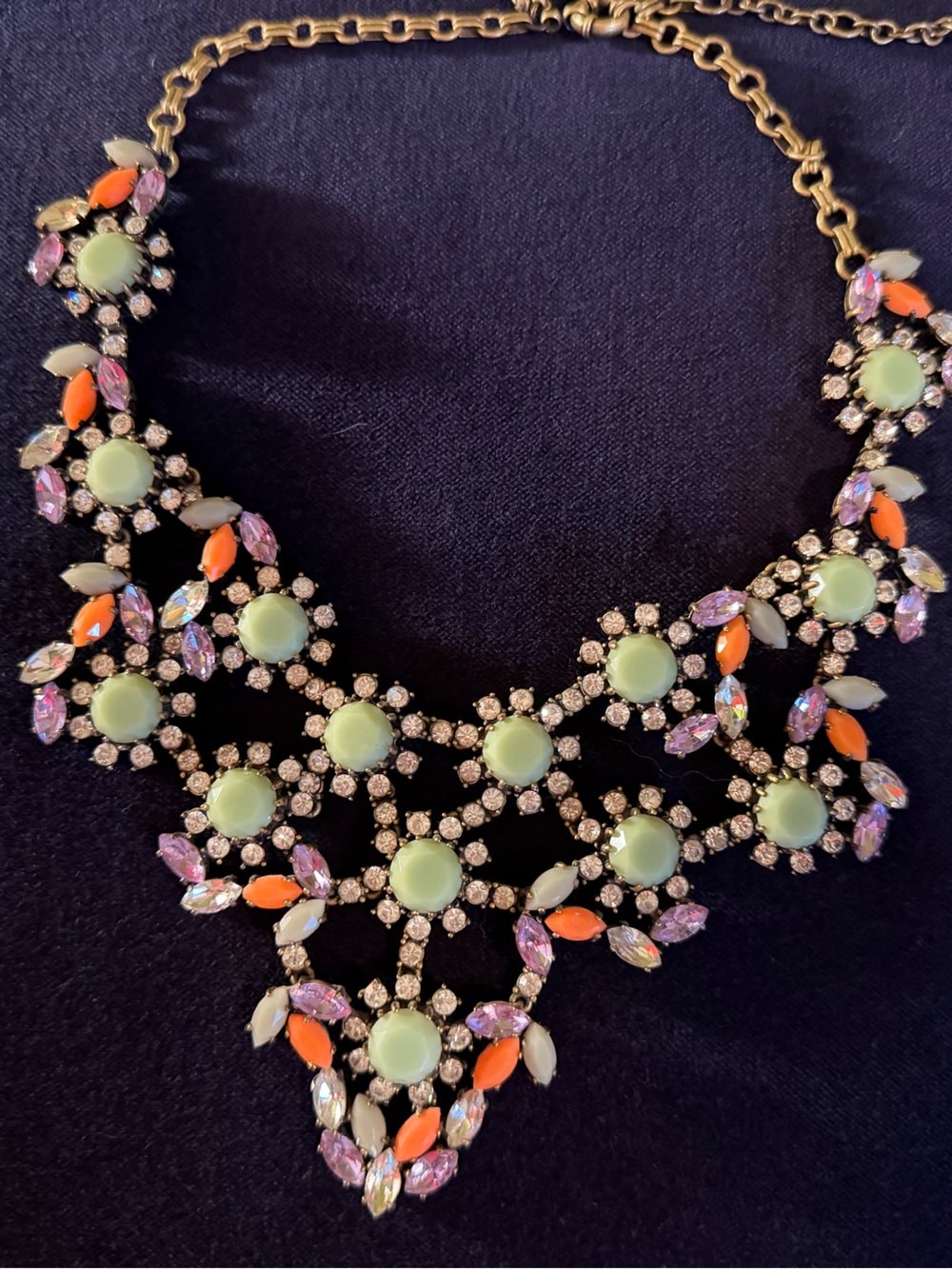J. Crew Statement Floral Bib Necklace - Mint & Orange